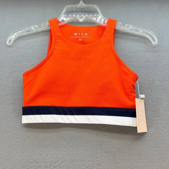 NWT Wilo The Label By Anthropologie Contra Workout Set Size X Small Orange/Navy - Picture 2 of 14
